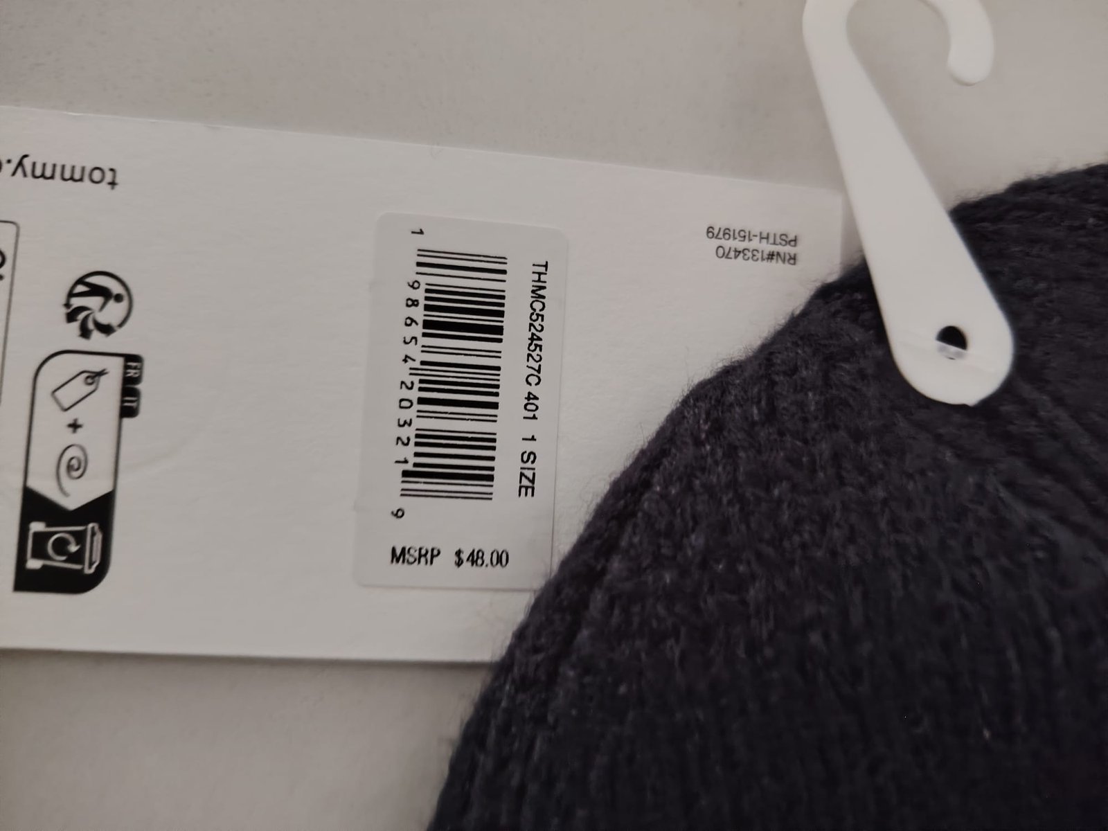 Tommy Hilfiger Ribbed Beanie — Navy, One Size — original product photograph 2