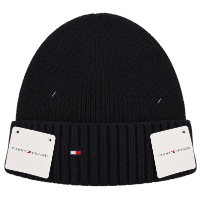 Tommy Hilfiger Ribbed Beanie — Navy, One Size