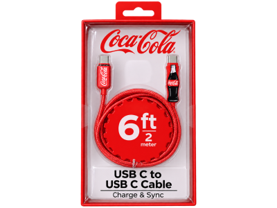 Coca-Cola USB-C to USB-C Braided Cable — Red, 2 m