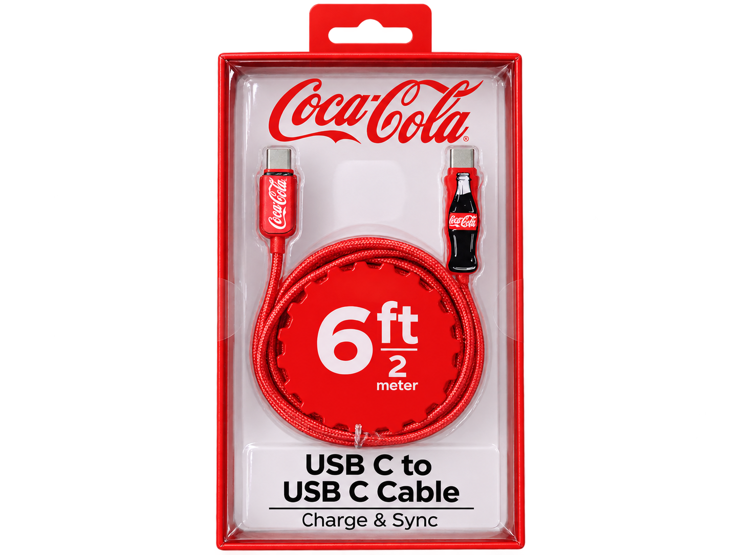 Coca-Cola USB-C to USB-C Braided Cable — Red, 2 m