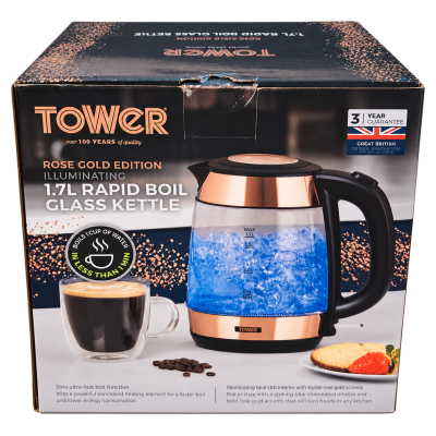 Tower Rose Gold Edition Glass Kettle — 1.7 L