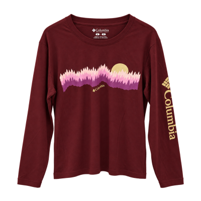 Columbia Women’s Forest Graphic Long-Sleeve Top — Burgundy, M