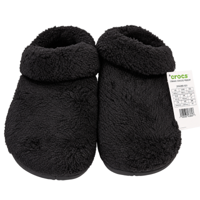 Crocs Classic Cozzzy Slippers — Black, UK M5/W6