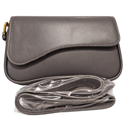 Asymmetric-Flap Crossbody Bag — Grey