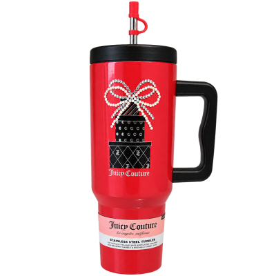 Juicy Couture Embellished Stainless Steel Tumbler — Red, 40 oz