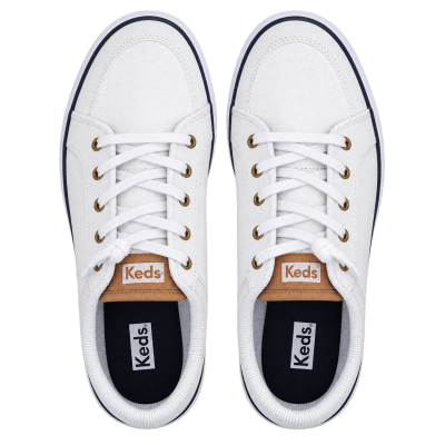 Keds White Canvas Lace-Up Trainers