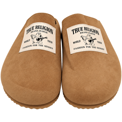 True Religion Logo Mule Slippers — Tan