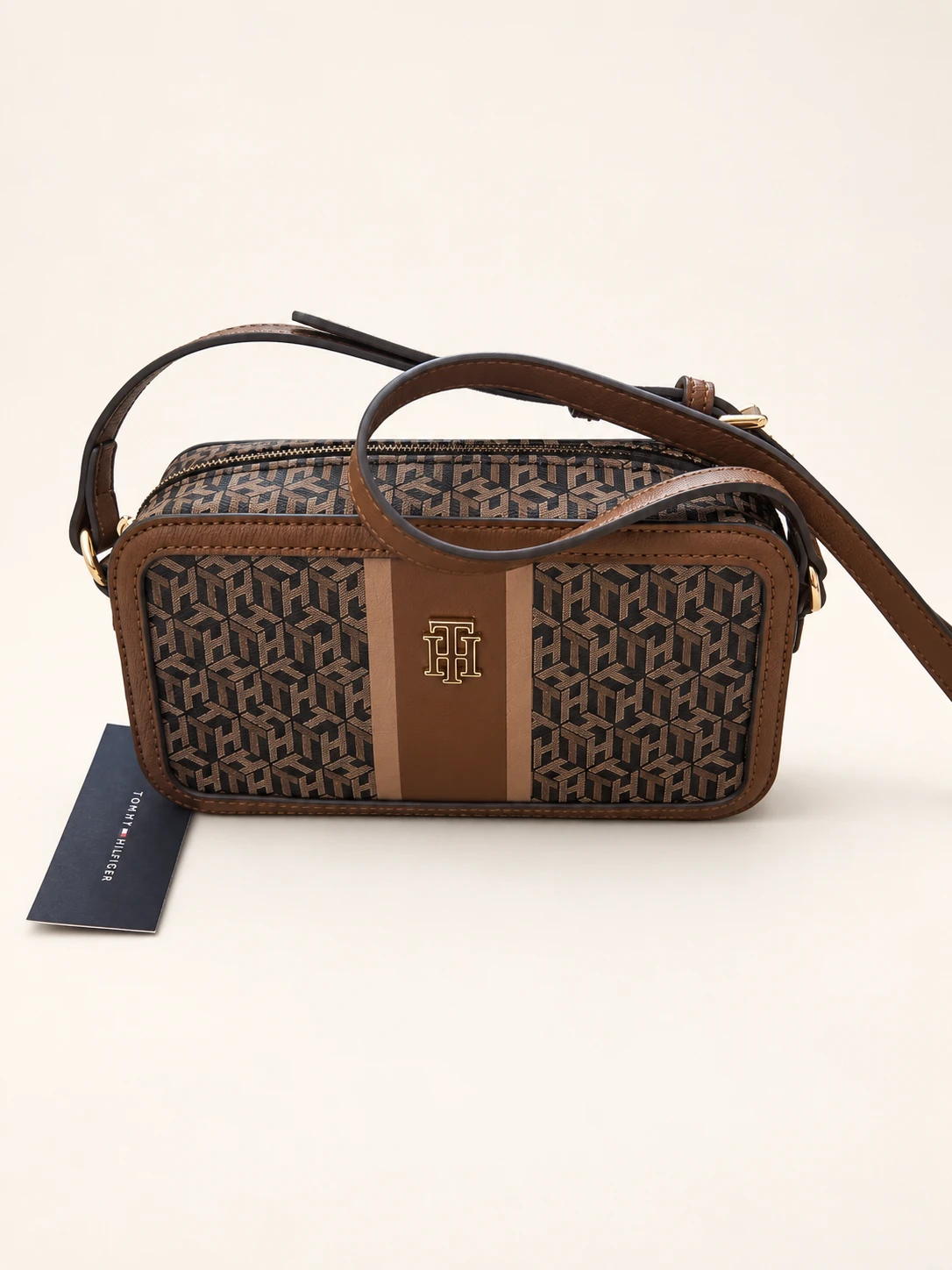 Tommy Hilfiger Monogram Crossbody Bag — Brown — product photograph